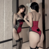 Wholesale Wine Red Lingerie - Lace Open Crotch Teddy - Thumbnail Image 5