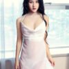 Bodycon mini sheer nightgown, white and black