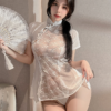 Wholesale White Qipao - Sheer Mesh Cheongsam Dress - Thumbnail Image 4