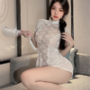 Wholesale White Qipao - Sheer Mesh Cheongsam Dress - Thumbnail Image 5